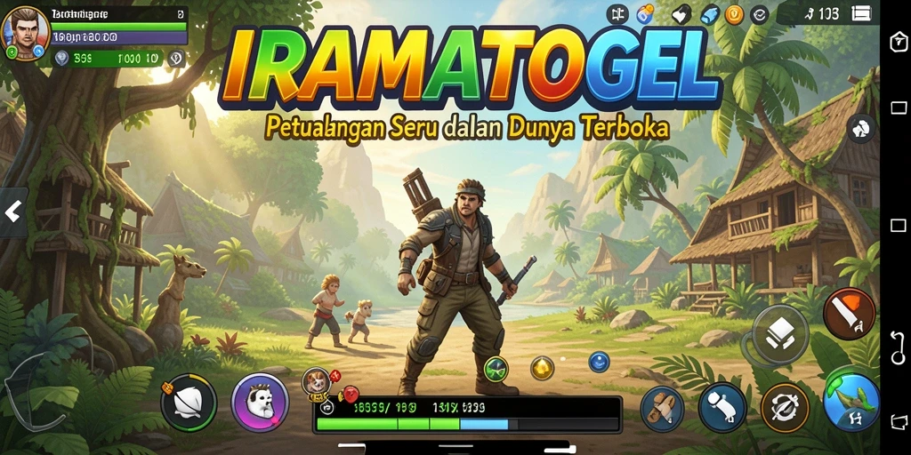 Screenshot gameplay IRAMATOGEL menampilkan eksplorasi dunia terbuka yang menawan.