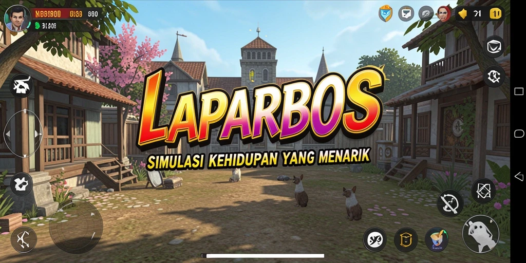 Tangkapan layar utama LAPARBOS menampilkan gameplay simulasi yang mendalam.