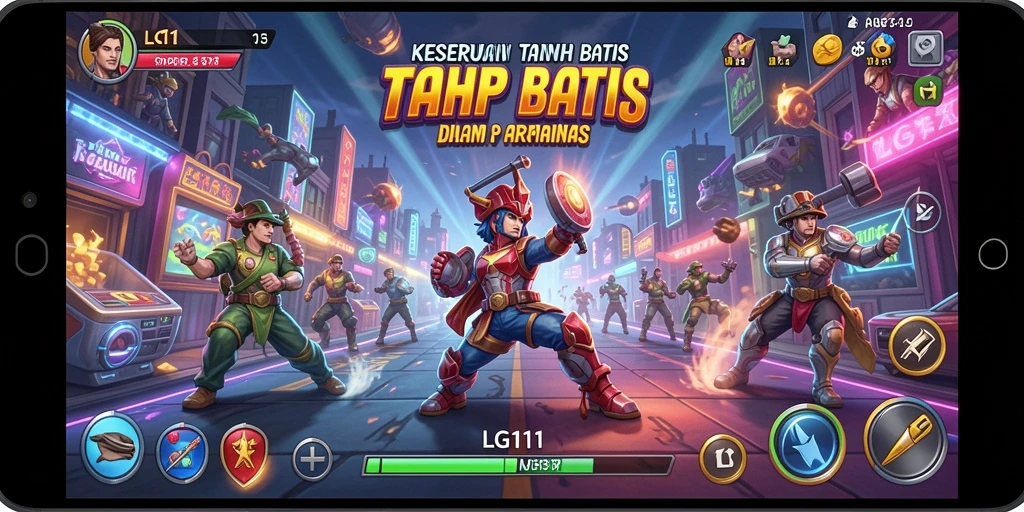Screenshot menampilkan gameplay dinamis dan berwarna-warni dari LG111.