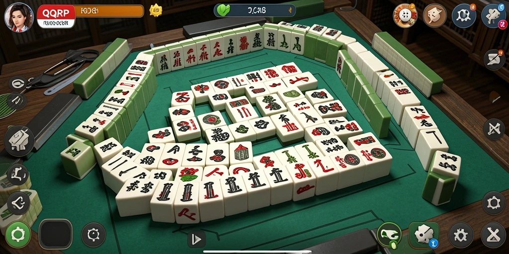 Tampilan gameplay QQRP yang menarik dengan desain ubin Mahjong yang unik.