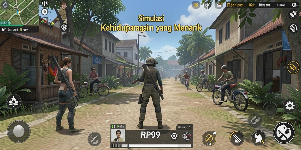 Screenshot gameplay menunjukkan interaksi mendalam dalam RP99.