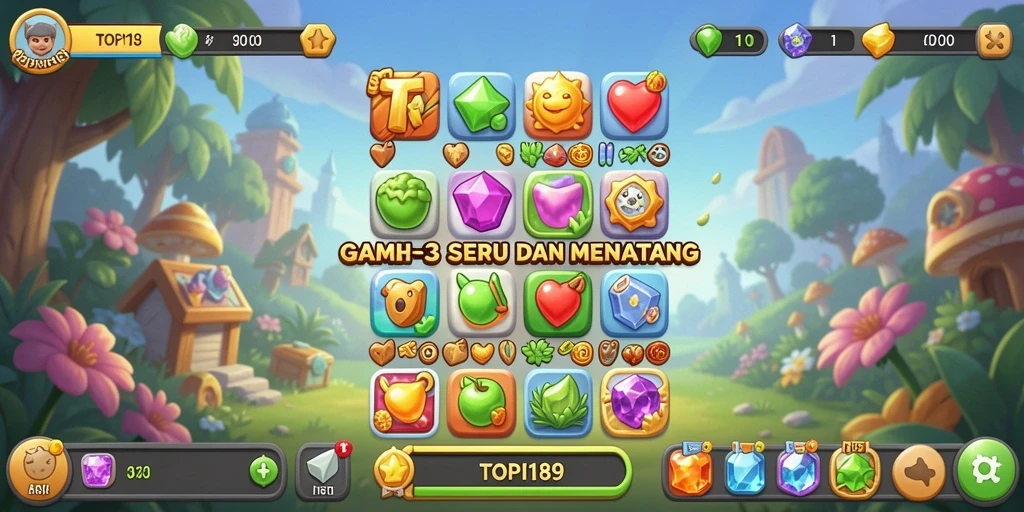 Screenshot gameplay TOPI189 yang menunjukkan momen seru mencocokkan item.